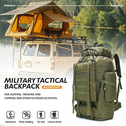 100L Hiking Camping Backpack MOLLE Rucksack Waterproof Daypack for Traveling (Army Green) - color: Armygreen