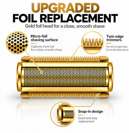 Replacement Foil Blade Compatible with MANSCAPED The Lawn Mower Electric 5.0 Ultra Hair Trimmer,Replacement Clipper Blades Groin Hair Foil Shaver Head for Close Body Hair Grooming(1 PACK GOLD) - color: GOLD/1 Pcs