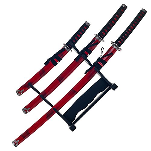 Snake Eye Tactical Two Tone 3 Piece Samurai Katana Set w/Free Sword Stand - color: 58R4