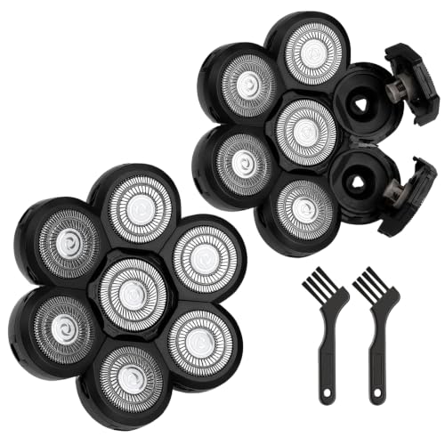 2 Pack Black 7D Floating Replacement Shaver Heads Foil for Bald Head & Face - color: Black 2 Pack