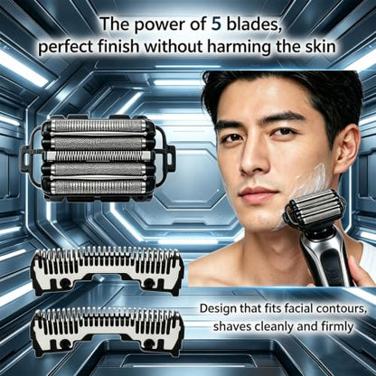 For Panasonic Arc 5 Replacement Blades and Foil,Electric Razor Blades Compatible with WES9032P ES9032 ES9034 ES9036 ES9038, Replacement Blades Fits Models ES-LV61, ES-LV65, ES-LV67, ES-LV95