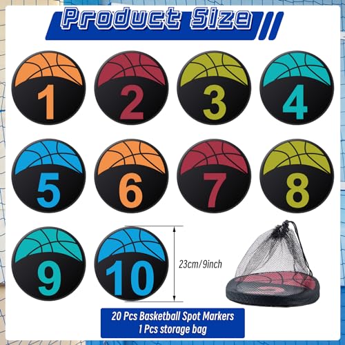 Qilery 20 Pcs Basketball Training 9 Inch Spots, Anti-Slip Court Marking Kit