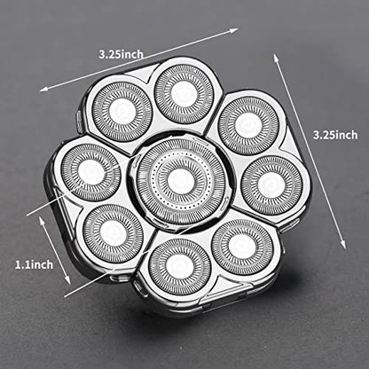 9 Blades Head Shaver Men's Electric Shaver Replacement Heads Universal Replacement Blade Head Electric Razor for Men (9D Silvery)