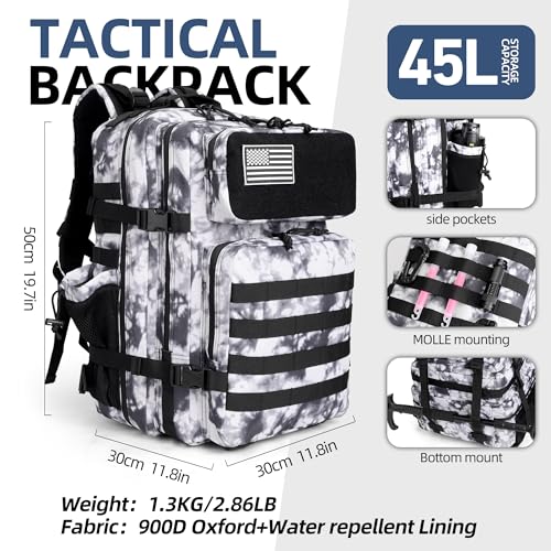 gracedon Tactical Backpack - Military Molle Bag 3 Days Pack for men and Women Large Assault Rucksack 25-45L (45L-gray) - color: 45l-gray