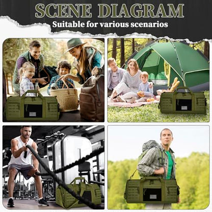 GMAK Military Tactical Duffle Bag for Men, 40L Sports Gym Bag Carry on Bag - color: Army Green