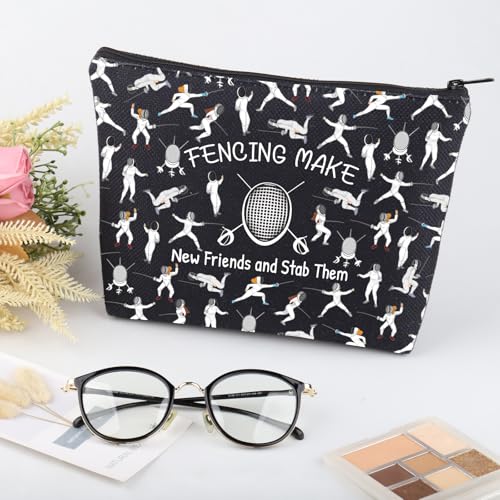 Sabre Sword Fencer Gift Fencing Make New Friends and Stab Them Cosmetic Bag Master Fencers Gift (Fencing Make New Bag)