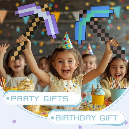 QRT Foam Sword and Pickaxe Set Kids Role Play Toys for Halloween, Cosplay Video Game Parties (Purple Pickaxe Sword) - color: Purple