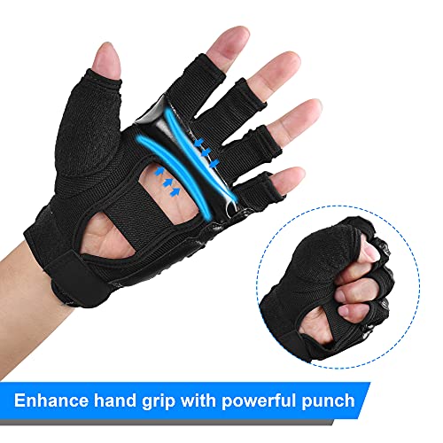 Xinluying MMA Gloves, 8mm EVA Padding, Adjustable Wrist Strap, Women & Kids - color: Black, size: Medium