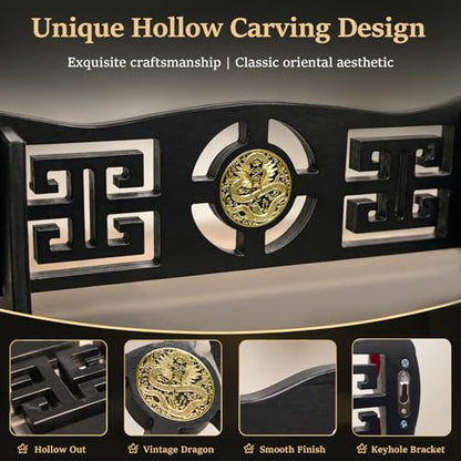4-Tier Sword Wall Mount & Desktop Rack, 2-in-1 Sword Holder with Unique Hollow Carving, Red Velvet Lining for Samurai Katana Longsword Saber Display