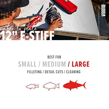 BUBBA E-STIFF Electric Fillet Blade with Ti-Nitride Coated Hollow Stainless Steel Non-Stick Reciprocating Construction for Fishing and Outdoors - style: 12 Inch