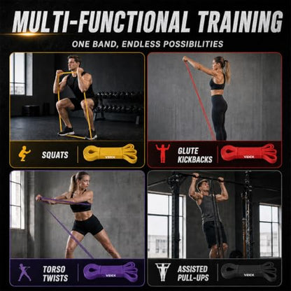 VEICK Pull Up Assist Resistance Bands for Home Gym - color: Purple/Black/Red/Yellow Set of 4 (0.3-1.1in)