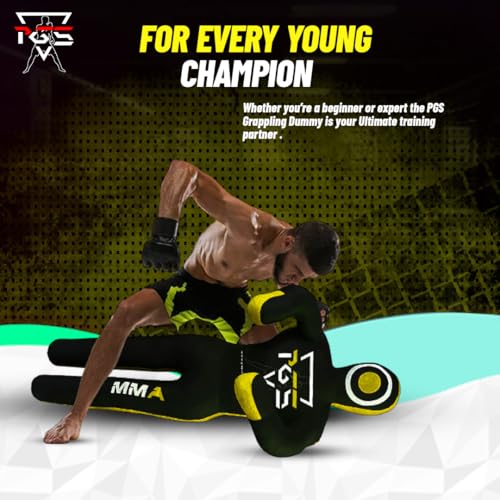 MMA Grappling Dummy Brazilian JIU Jitsu BJJ Punching Bag for Self Defense Wrestling Judo Karate Boxing Throwing Submission Standing Position - UNFILLED - color: Black Yellow, size: 5FT / 59"