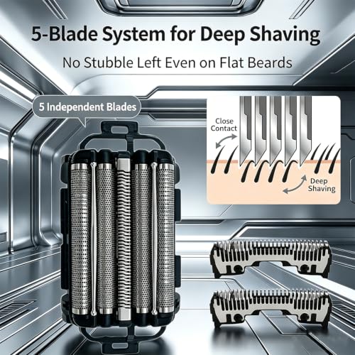 For Panasonic Arc 5 Replacement Blades and Foil,Electric Razor Blades Compatible with WES9032P ES9032 ES9034 ES9036 ES9038, Replacement Blades Fits Models ES-LV61, ES-LV65, ES-LV67, ES-LV95