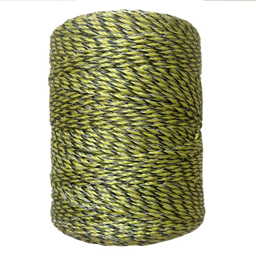 Upgraded Electric Fence Polywire 1312feet 400 Meters,1/8 Diameter Portable Electric Fencing Polywires, 6 Stainless Steel Strands ，Easy to Install,Portable Electronic Fence,Yellow and Black - size: 1312Ft/400M