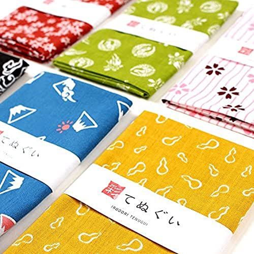 KOMESICHI irodori Japanese Traditional Towel Tenugui Okame hyottoko (White) 12.99 x 34.64 in with Tenugui Iroha (English Manual) - color: Okame Hyottoko (White)