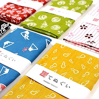 KOMESICHI irodori Japanese Traditional Towel Tenugui Wisteria 12.99 x 34.64 in with Tenugui Iroha (English Manual) - color: Wisteria