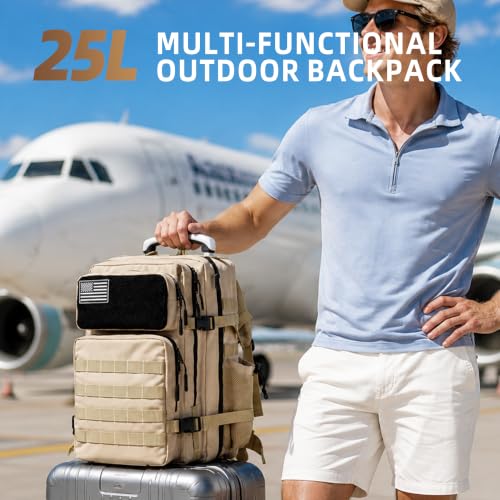 gracedon Tactical Backpack - Military Molle Bag 3 Days Pack for men and Women Large Assault Rucksack 25-45L (25L-light card) - color: 25l-light Card