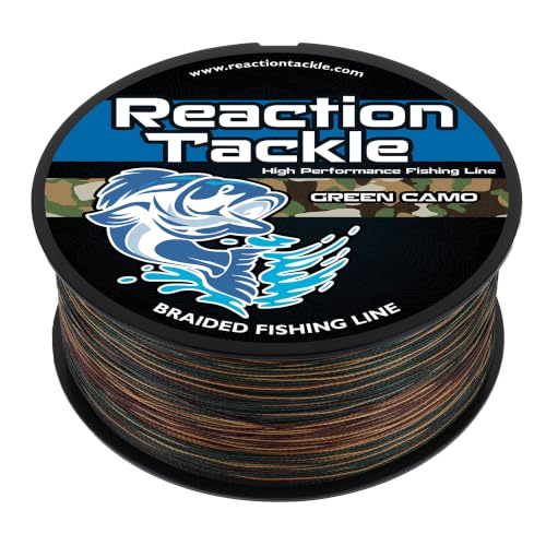 Reaction Tackle Braided Fishing Line, Pro Grade Braid, Fresh and Saltwater - color: Green Camouflage, size: 6 Lb (300 Yards)