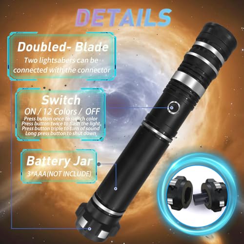 Beyondtrade Lightsabers Toy 12 Colors Doubled-Blade Dueling Swords, 2 in 1 Light Sabers with FX Sound for Kids Birthday Gift Halloween Cosplay Christmas Party Movie Fans Toys