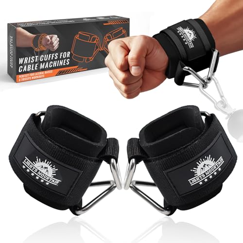 Wrist Cuffs for Cable Machines – Padded & Adjustable Straps for Lateral Raises, Tricep Pushdowns & Strength Training - color: Black, size: size M(5.5"-6.7")