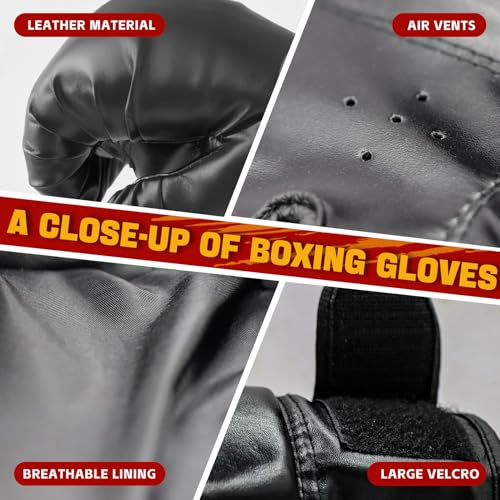 14 Pcs Boxing Set Boxing Equipment Set for Beginners Including 2 Pair of 6 oz Boxing Gloves Headgear Helmet Hand Wraps Mouth Guards Gifts Training Equipment - color: Single black