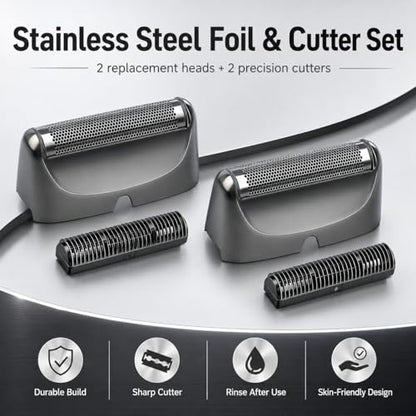 Replacement Foil Blade Compatible with BaBylissPRO UV Metal Single Shaver - color: Grey-2 Packs