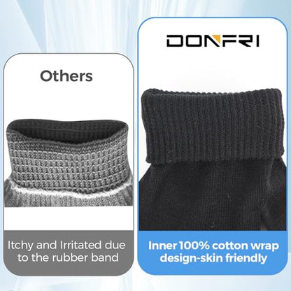 Donfri Touchscreen Cotton Moisturizing Gloves - 6 Pairs, Black, L - size: Large-Black