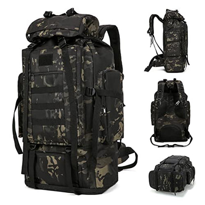 100L Hiking Camping Backpack MOLLE Rucksack Waterproof Daypack for Traveling - color: Blackcame