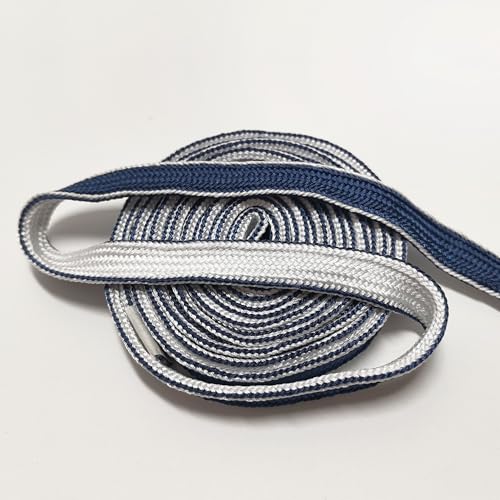 Two Colors Silk Cotton Ito Sageo Rope, Suitable for Japanese Samurai Sword DIY Tsuka Knife Handle Scabbard Decorative Rope (White-Blue) - color: White-blue