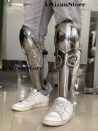 Medieval Armor Gladiator Leg Guard Silver