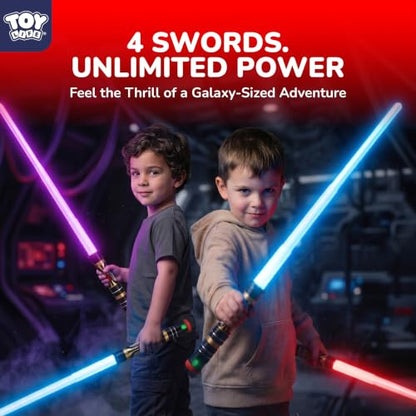 TOY Life Light Up Saber - 4 Pack Lightup Saber, Telescopic Extendable & Collapsable, LED Light Sword Set with Motion Sensitive FX Sound, Light Up Sword for Kids Adults - style: 4-Pack