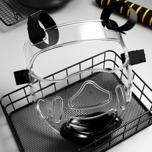 VOSAREA Adult Boxing Faceshield Taekwondo Sports Face Cover Sparring Face Guard Detachable Face (Transparent, 22.5X21X9CM) - size: 22.5X21X9CM (Pack of 2)