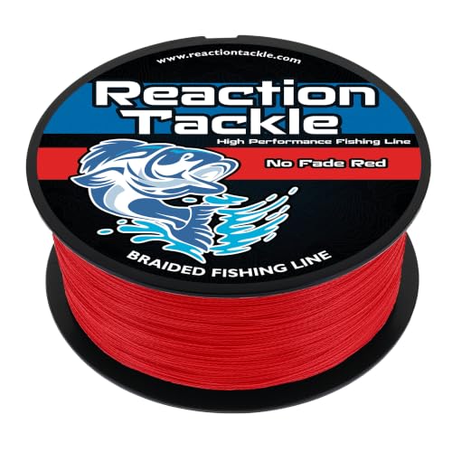 Reaction Tackle Braided Fishing Line, Pro Grade Braid, Fresh and Saltwater - color: Red (No Fade), size: 6 Lb (300 Yards)