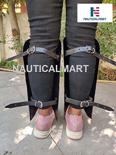 NauticalMart Gothic Medieval Steel Greaves – Knight Leg Armor for Renaissance Fair, LARP & Costume Ideal for Medieval Reenactment, LARP