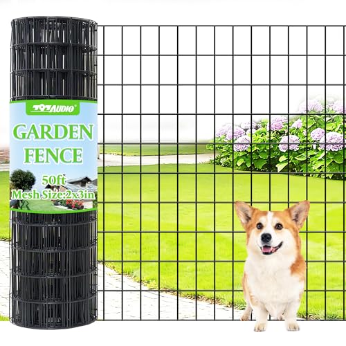 Black PVC Coated Welded Wire Fencing,2"x3" 16 Gauge,60inch H x 50ft L Garden Wire Fence Roll,2/3/4/5/6ft Tall x 50/100 ft Long Hardware Cloth Metal Mesh for Yard,Farm,Chicken,Dog,Vegetable Protection - color: Black, size: 2"x3" 60inx50ft