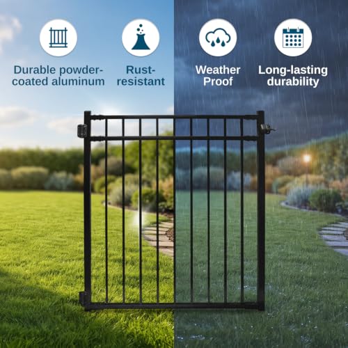 Weatherables Cypress Aluminum Gate Kit – DIY Kit for Backyard and Garden Fencing, Made with Durable Powder-Coated Aluminum that Combats Rust, Fading, and Corrosion (4’ Wide Gate Kit) - size: Cypress 4' Wide Gate Kit