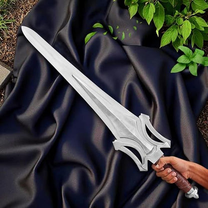 Qepaa Crafts®Handmade Damascus Steel Real Viking Style Sword | Full Tang Blade with Wooden Handle and Scabbard | Collectible Medieval Replica|Gift for him - color: Heman