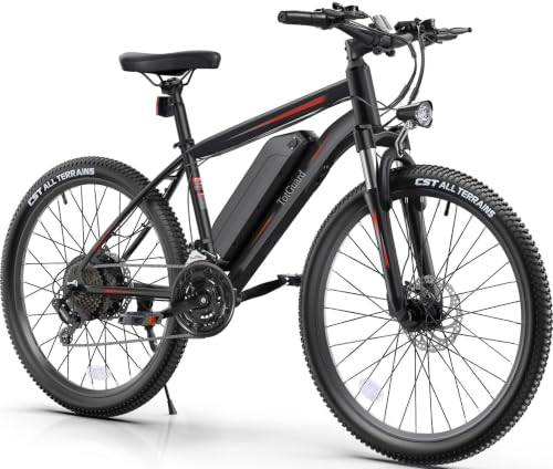 TotGuard Electric Bike, 27.5" Electric Bike for Adults 500W Motor Ebike Adult Electric Bicycles Electric Mountain Bike,48V 499WH Removable Battery,21S Gears,Lockable Suspension Fork - color: Red