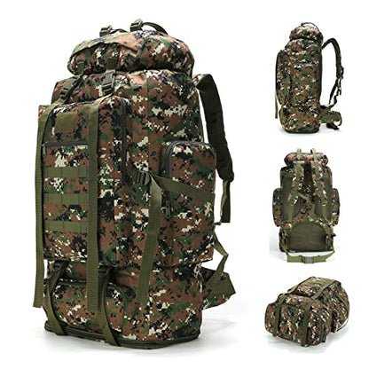 100L Hiking Camping Backpack MOLLE Rucksack Waterproof Daypack for Traveling (Woodland Camo) - color: Woodlandcamo