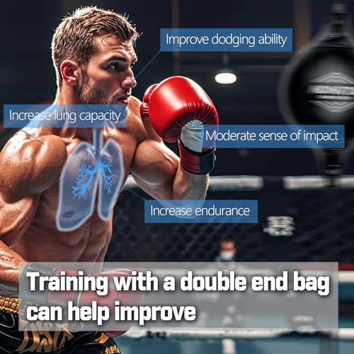 Double End Bag, (Classic Style Upgraded),Improve Reaction Speed, Boxing Equipment, Durable, Double End Punching Bags, Home Gym, Floor to Ceiling, for Boxing (Shipped from the U.S) - color: Black Red