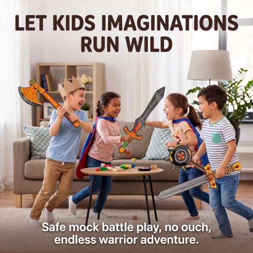 Foam Swords Weapons Toy 5 Set, 17 inch, Kids Boys Gift