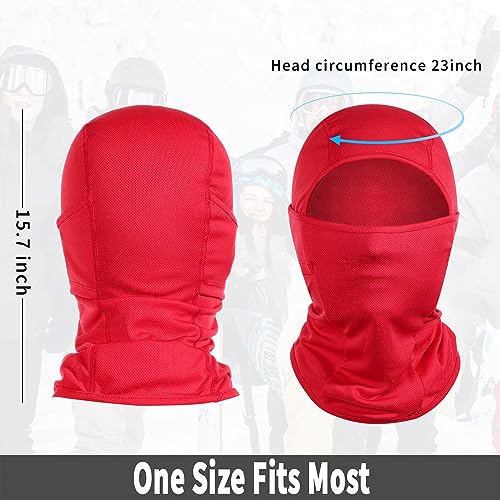 Achiou Ski Mask for Men and Women, Lightweight UV Balaclava Face Cover - color: Red