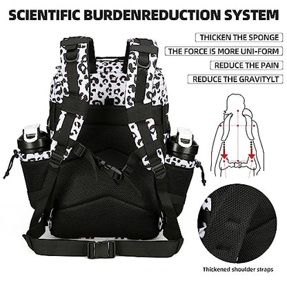 Military 45L Tactical Assault Backpack 3 day assault pack with Molle Waterproof backpack Rucksack for Tactical Backpacks - color: Whiteleopard
