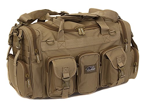 Mens Large 22" Inch Tan Duffel Duffle Military Molle Tactical Gear Shoulder Strap Travel Bag
