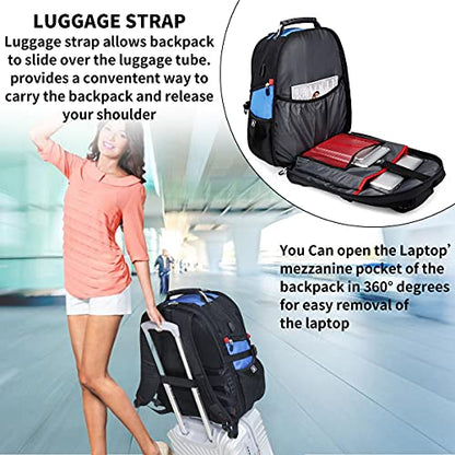 SHRRADOO Large Travel Laptop Backpack for Women, Work College Backpacks - color: Blue