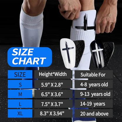 TOMIYO Soccer Shin Guards with Socks Kids 10-12 Calf Protective Equipment - color: Black+White, size: Medium