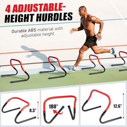 BORNEW 2 Pack Agility Ladder, Soccer Speed Training Equipment Set - color: 4.Red