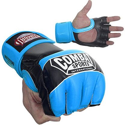Combat Sports Pro Style Grappling MMA Gloves - color: Blue, size: Youth Medium