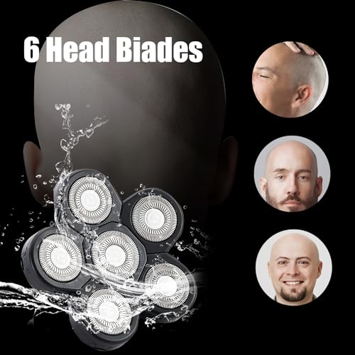 6 Head Shaver Replacement Heads for Many Brands Bald Men's Electric Shaver - color: Black 6 Head/3pcs