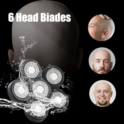 6 Head Shaver Replacement Heads for Many Brands Bald Men's Electric Shaver - color: Black 6 Head/3pcs